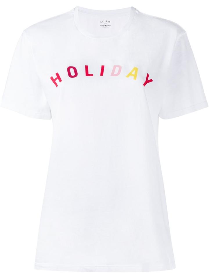 Holiday Logo Print T-shirt, Women's, Size: Xs, White, Cotton