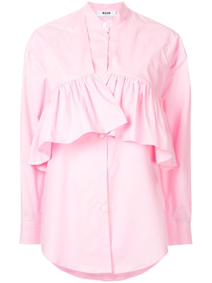 Msgm Ruffle Layer Shirt - Pink & Purple
