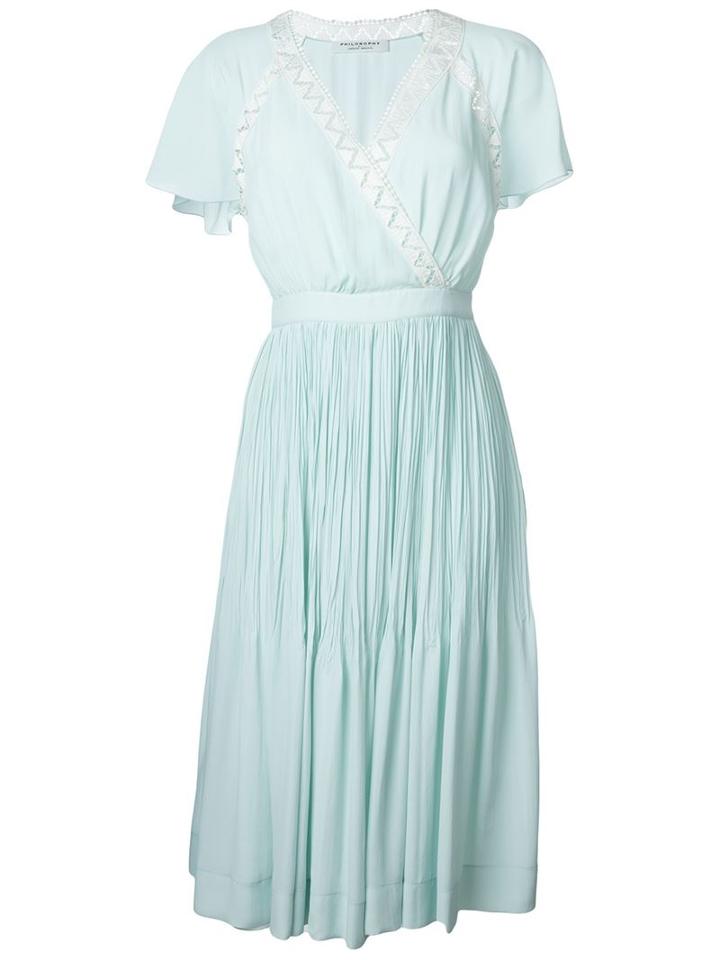 Philosophy Di Lorenzo Serafini Embellished Neck Pleated Dress