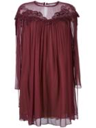 Chloé Cherry Guipure Dress, Women's, Size: 42, Pink/purple, Silk/polyester/cotton