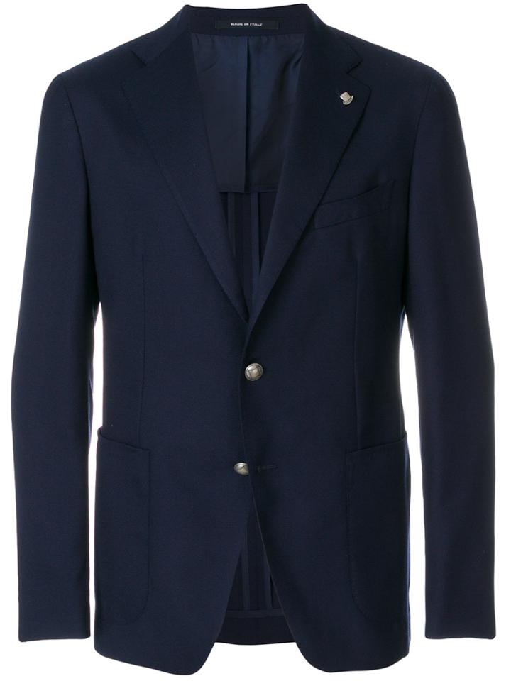 Tagliatore Fitted Casual Suit Jacket - Blue