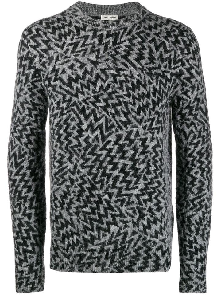 Saint Laurent Comics Jacquard Sweater - Grey