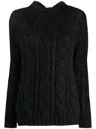 Prada Open Back Cable Knit Sweater - Black