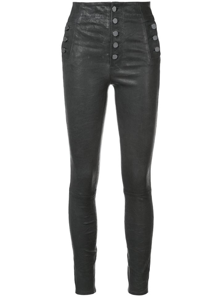 J Brand - High-rise Skinny Trousers - Women - Leather - 24, Grey, Leather