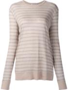 T By Alexander Wang Striped Sheer T-shirt, Women's, Size: Xs, Nude/neutrals, Linen/flax/rayon