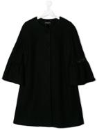 Monnalisa Ruffle Sleeve Coat - Black