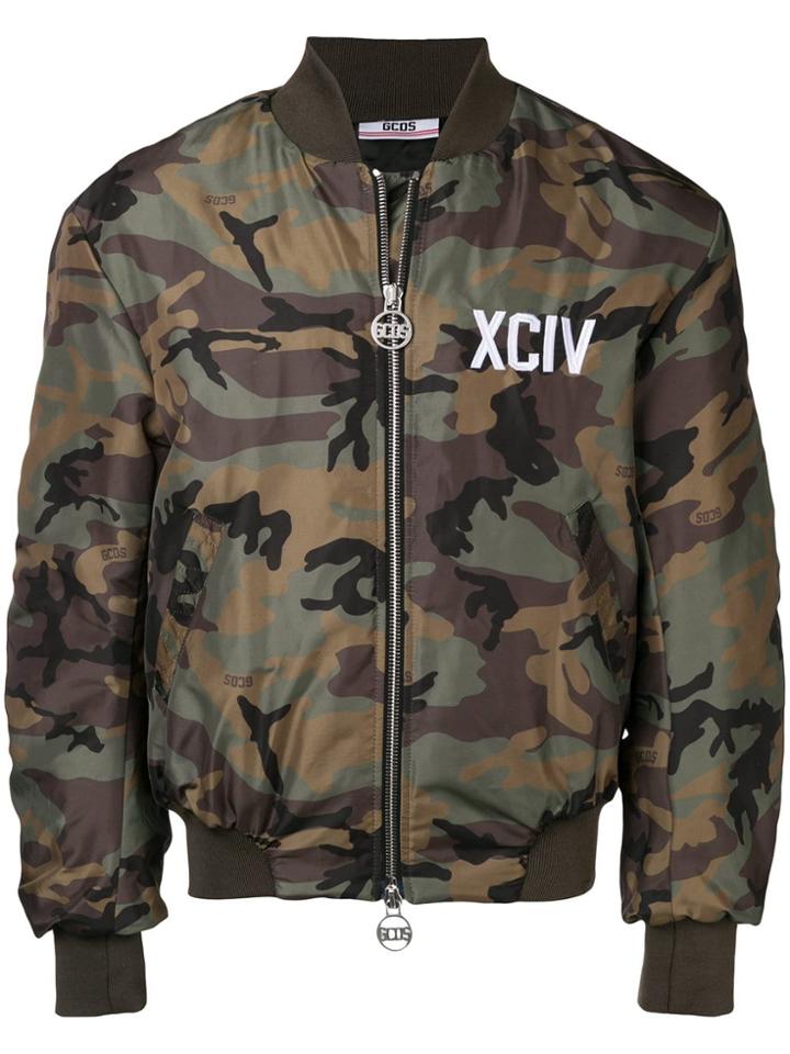 Gcds Camouflage Print Bomber Jacket - Green