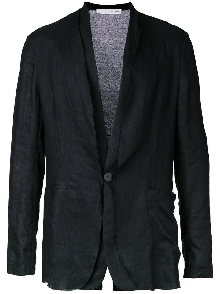 Isabel Benenato Knitted Back Jacket, Men's, Size: 50, Black, Linen/flax