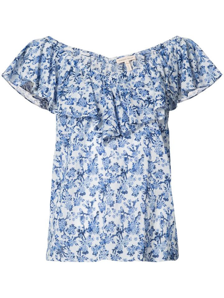 Rebecca Taylor - Floral Print Top - Women - Cotton - 6, Blue, Cotton