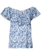 Rebecca Taylor - Floral Print Top - Women - Cotton - 6, Blue, Cotton