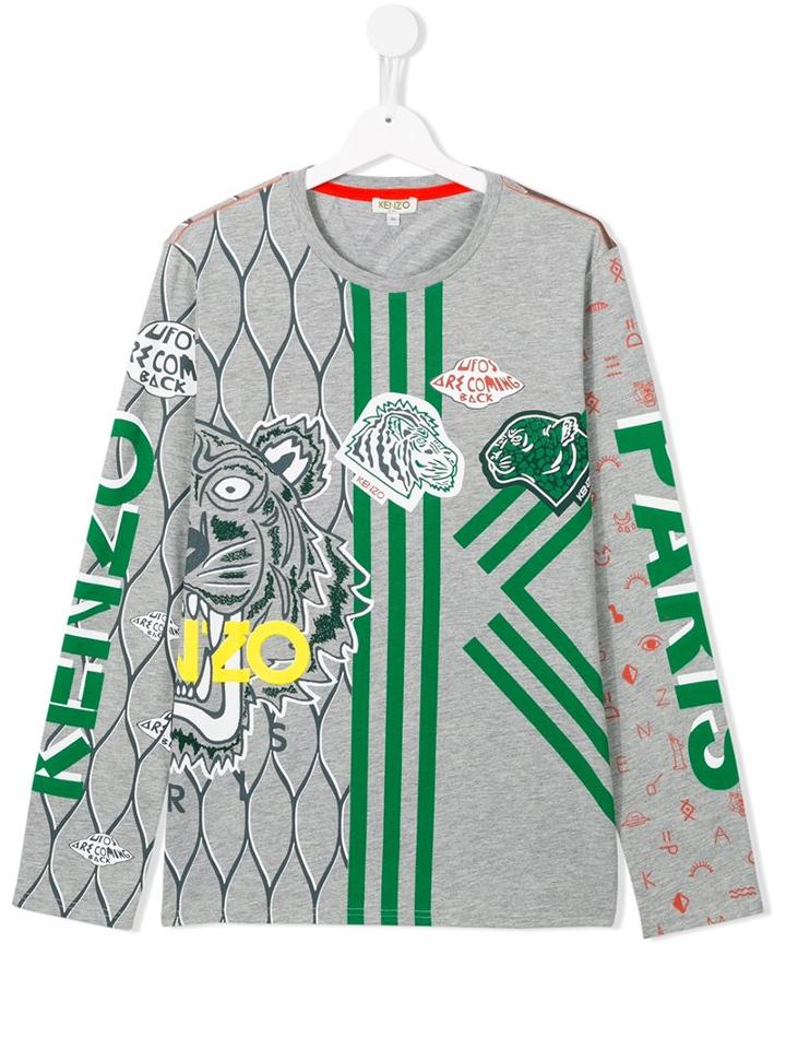 Kenzo Kids 'jungle Tiger' T-shirt, Girl's, Size: 14 Yrs, Grey