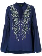 Andrea Bogosian Embroidered Long Sleeves Blouse - Blue