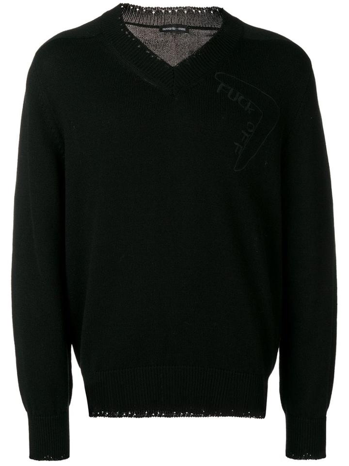Riccardo Comi Embroidered V-neck Jumper - Black