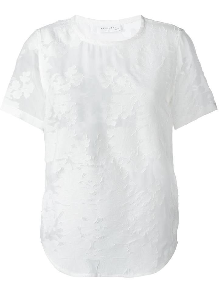 Equipment Floral Jacquard Top, Women's, Size: Xs, White, Cotton/silk