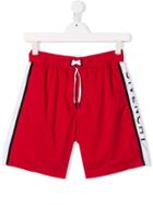 Givenchy Kids Teen Logo Stripe Track Shorts - Red