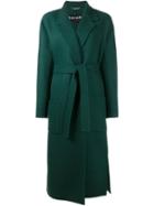 Rochas Long Belted Coat, Women's, Size: 40, Green, Virgin Wool
