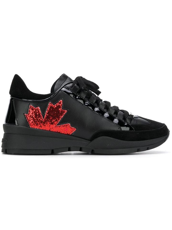 Dsquared2 Glitter Maple Leaf Sneakers - Black