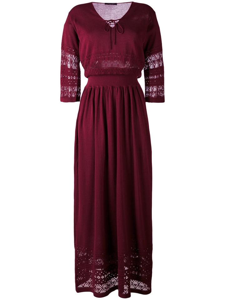 Roberto Collina - Macramé Detail Long Dress - Women - Cotton - S, Red, Cotton