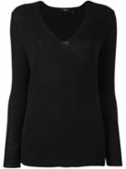 Theory V-neck Sweater, Women's, Size: Large, Black, Cashmere