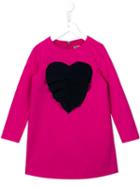 Msgm Kids Appliqué Pleated Heart Dress, Girl's, Size: 10 Yrs, Pink/purple