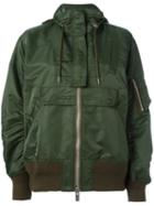 Sacai Ma-1 Bomber Jacket, Women's, Size: 2, Green, Nylon/cotton/polyester/polyester