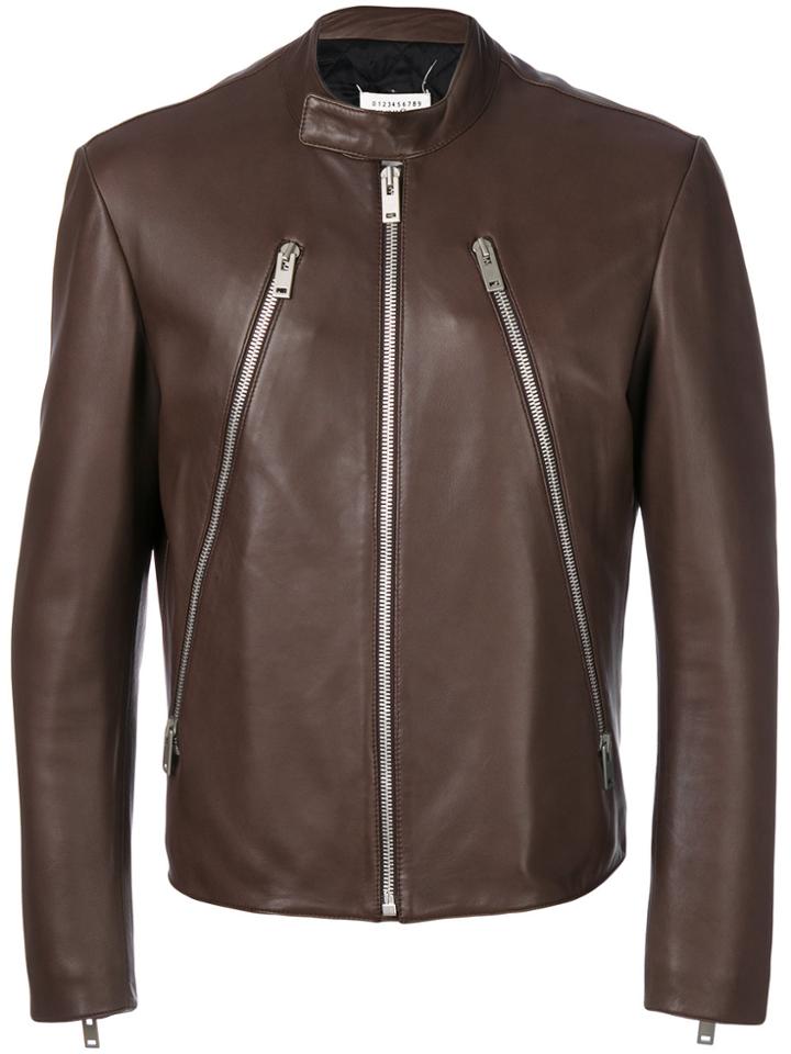 Maison Margiela Zip Detail Biker Jacket - Brown