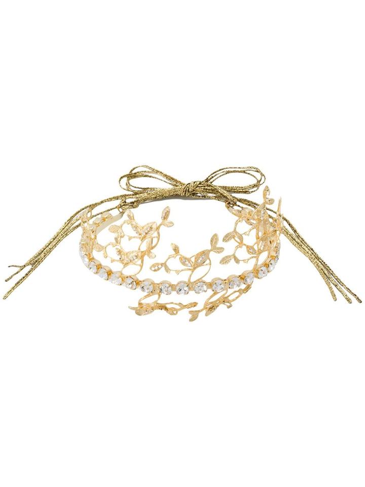 Silvia Gnecchi Embellished Leaf Tiara - Gold