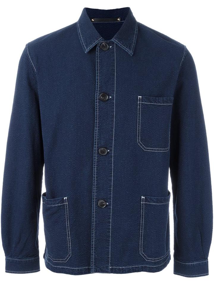 Paul Smith Seersucker Chore Jacket, Men's, Size: Large, Blue, Cotton