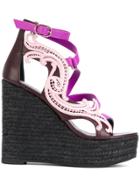 Versace Baroque Wedge Sandals - Pink & Purple
