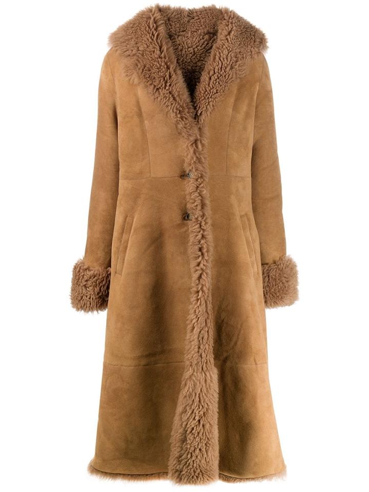 Liska Pippa Flared Hem Coat - Brown