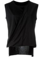 Mm6 Maison Margiela Draped Sleeveless Top, Women's, Size: M, Black, Cotton