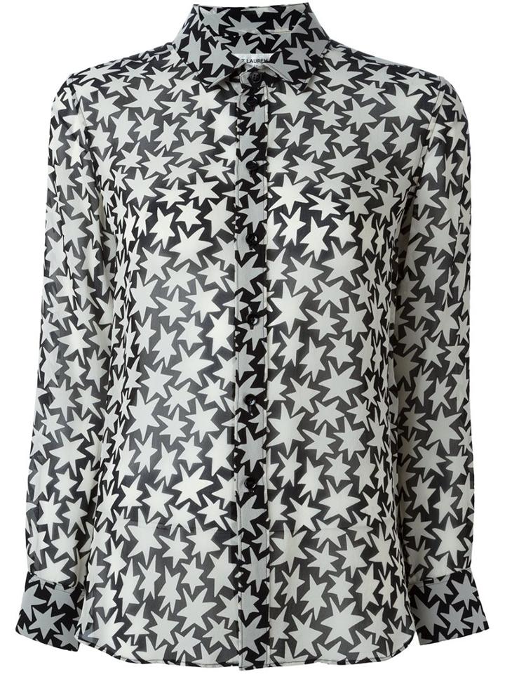 Saint Laurent Semi-sheer Star Print Shirt