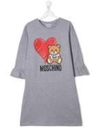 Moschino Kids Teen Bear And Heart Print T-shirt Dress - Grey