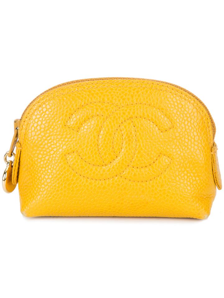 Chanel Vintage Mini Cc Pouch - Yellow & Orange