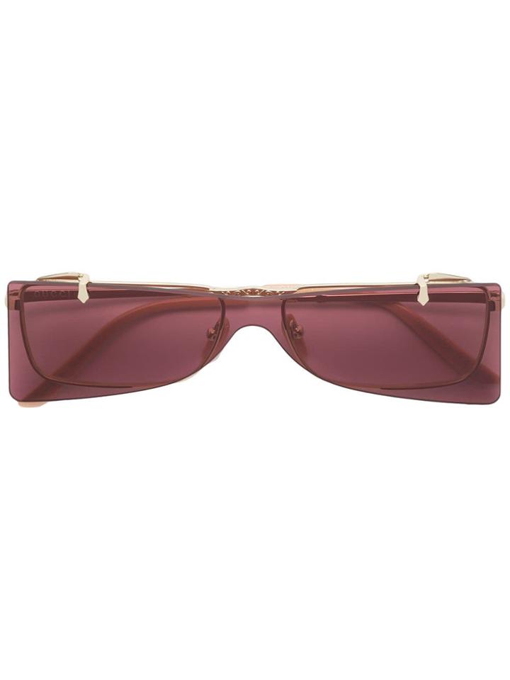 Gucci Eyewear Rectangular Glasses With Solar Protection - Gold