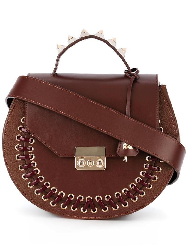 Salar Lace-up Detailing Shoulder Bag, Women's, Brown