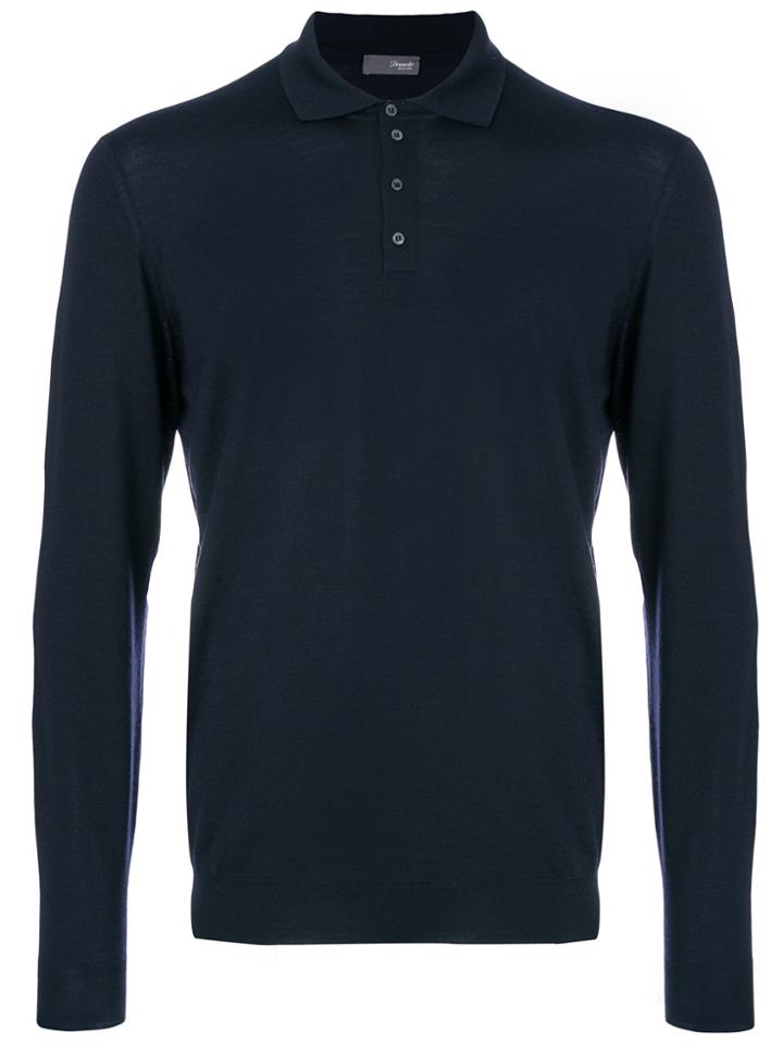 Drumohr Long Sleeve Polo Shirt - Blue