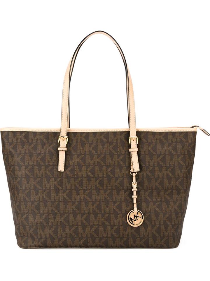 Michael Michael Kors 'jet Set Travel' Tote, Women's, Brown, Pvc/leather