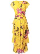 Etro Floral Wrap Ruffled Dress - Yellow & Orange