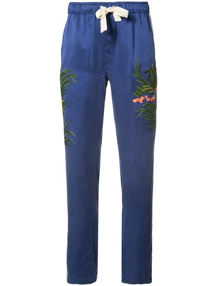 Aube Track Pants - Women - Silk - 8, Blue, Silk, Maharishi