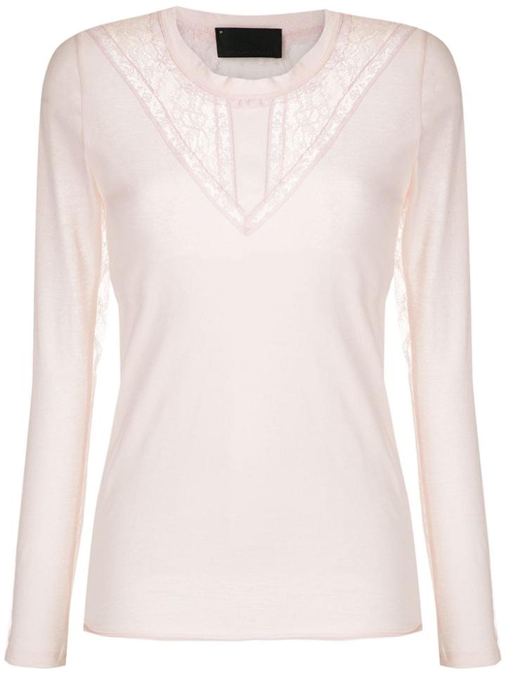 Andrea Bogosian Lace Panels Long Sleeved Blouse - Pink