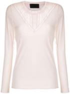 Andrea Bogosian Lace Panels Long Sleeved Blouse - Pink