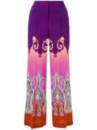 Etro Marrakesh Print Wide-leg Pants, Women's, Size: 44, Pink/purple, Silk