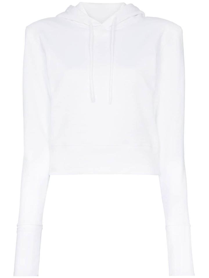 A Plan White Cropped Fitted Cotton Hoodie