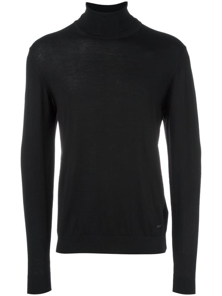 Armani Collezioni Turtleneck Jumper, Men's, Size: 48, Black, Wool