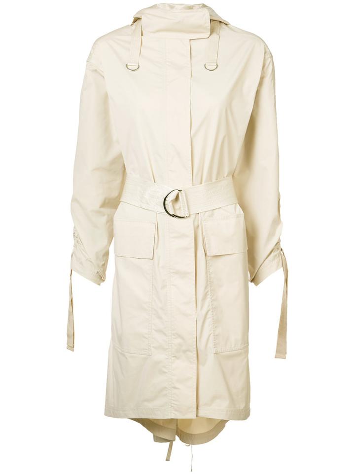 Elizabeth And James - Gathered Sleeves Hooded Coat - Women - Silk/cotton/polyester/polyurethane - Xs, Women's, Nude/neutrals, Silk/cotton/polyester/polyurethane