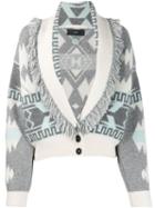 Alanui Frayed Lappel Cardigan - Grey