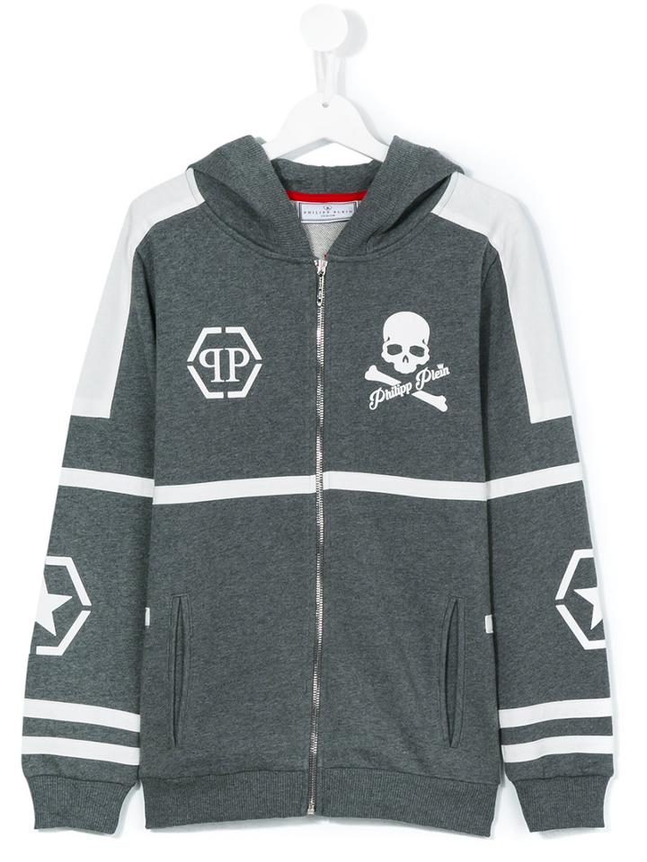 Philipp Plein Kids - Teen Hooded Jacket - Kids - Cotton - 14 Yrs, Grey