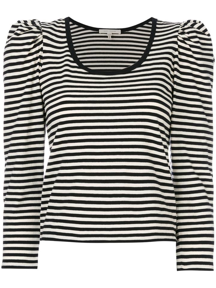Marc Jacobs Striped Puff Sleeve Top - Black