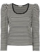 Marc Jacobs Striped Puff Sleeve Top - Black
